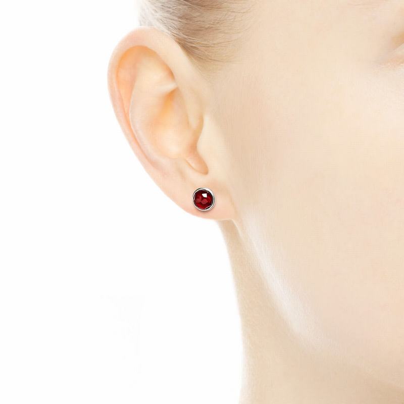 Pandora July Droplets Stud Earrings Ireland - Sterling Silver/Red/Synthetic Ruby - 590836UCB